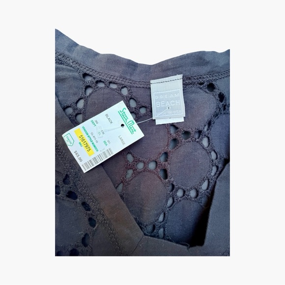 New Black Eyelet Crochet Swim Cover-Up - Picture 5 of 6